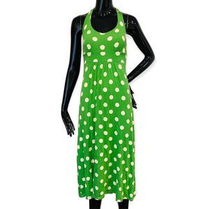 Boden Green Polka Dot Halter Dress Size 4L
